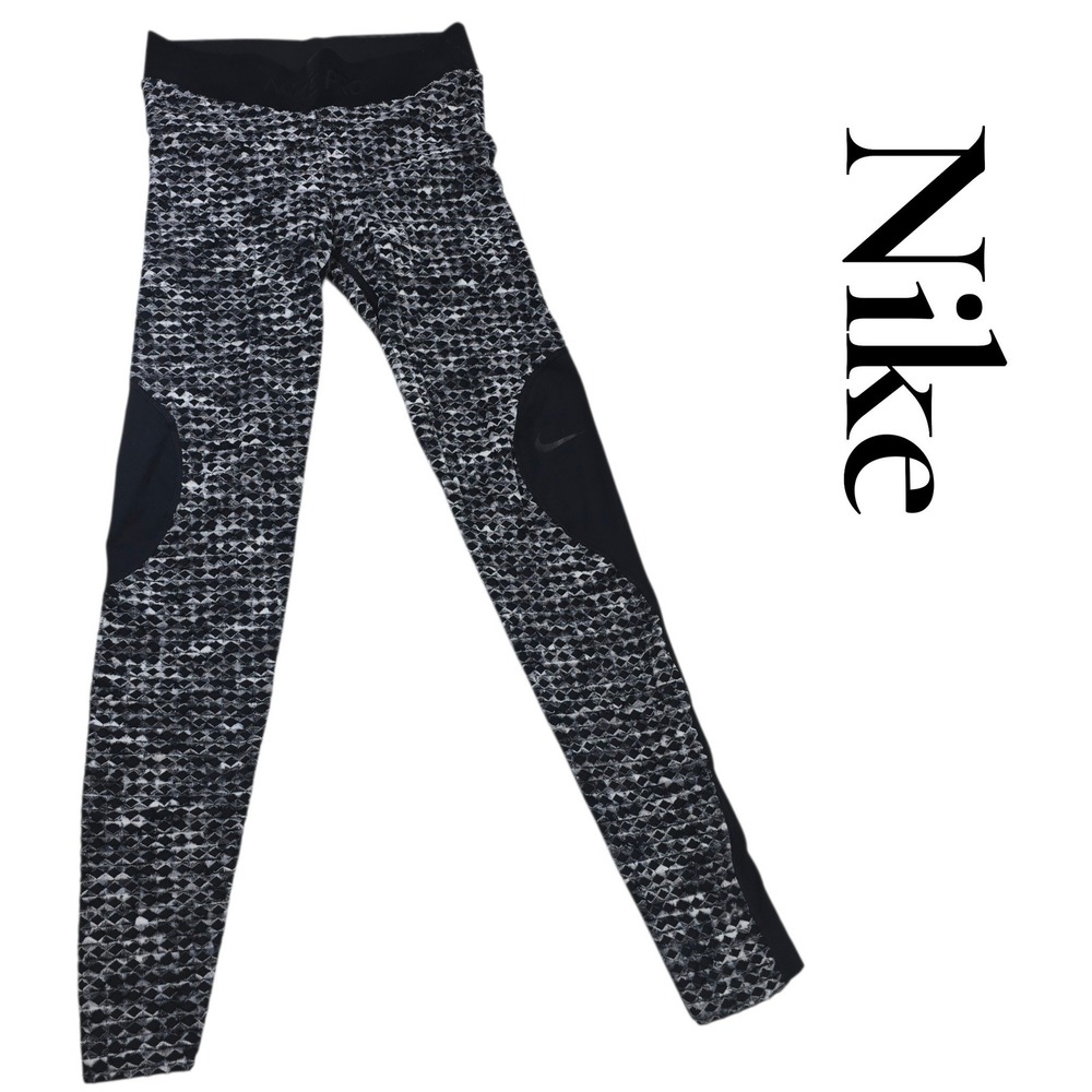Nike Leggings Womens M Black Grey Textured Diamond‎ Pattern Training